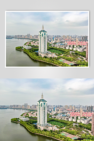 大气南昌城市自然风光航拍摄影图