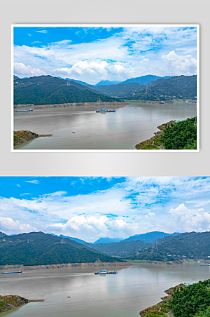 蓝天长江三峡风光航拍绝美摄影图