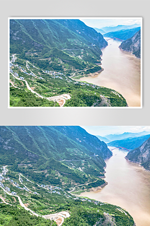 蓝色祖国长江江河风光航拍摄图照片