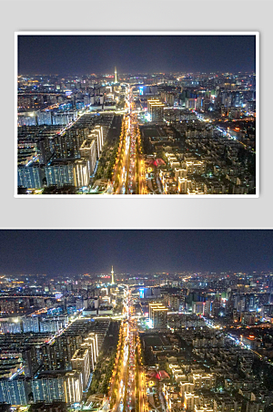 大气河南郑州夜景灯光航拍摄影图照片