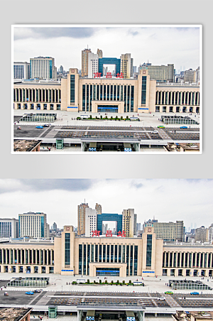 现代江西南昌火车站交通建筑航拍摄影图