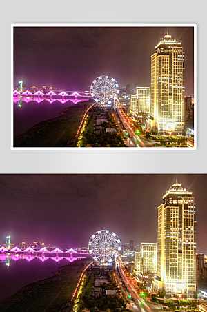 紫光江西南昌城市夜景灯光航拍摄影图照片