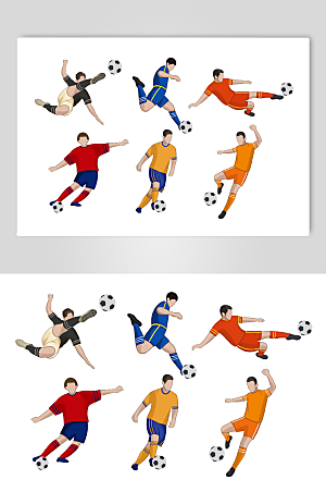 矢量世界杯足球运动员组合插画