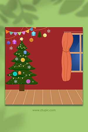 时尚室内温馨圣诞树精美背景图