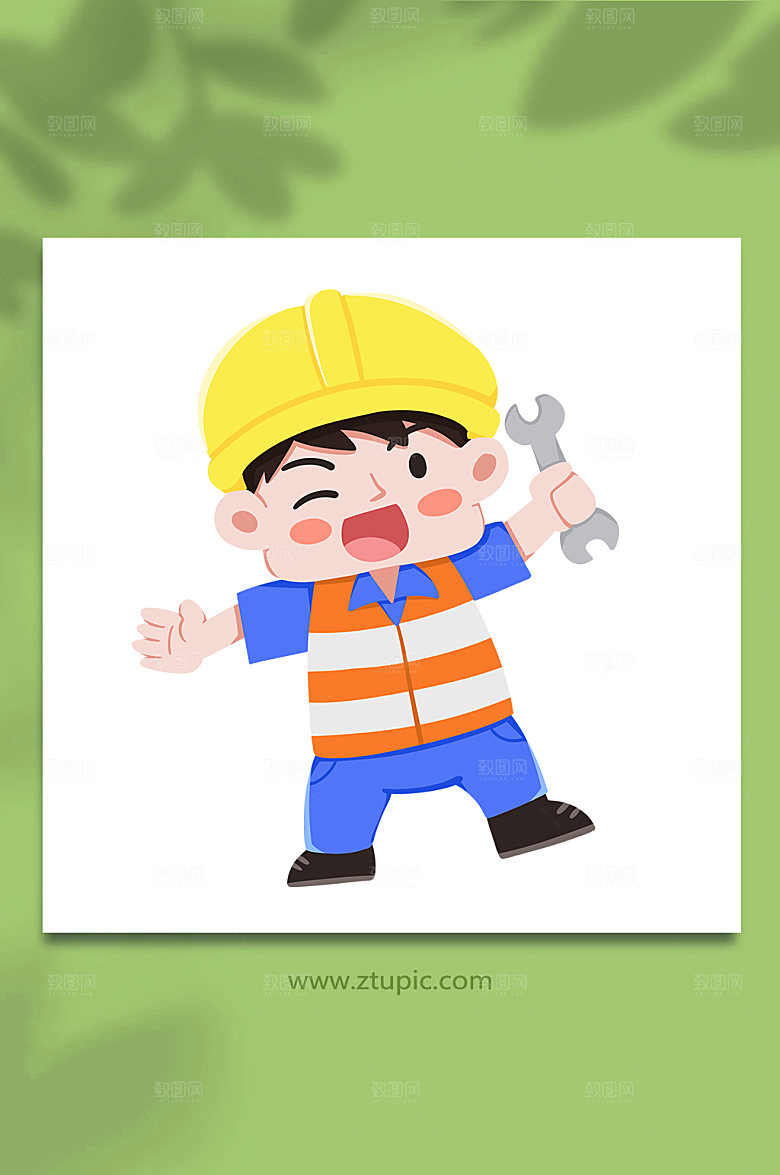时尚开心工作安全生产人物卡通插画