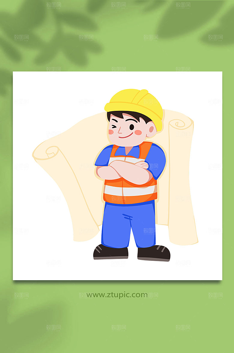 简洁建设设计稿安全生产元素插画设计