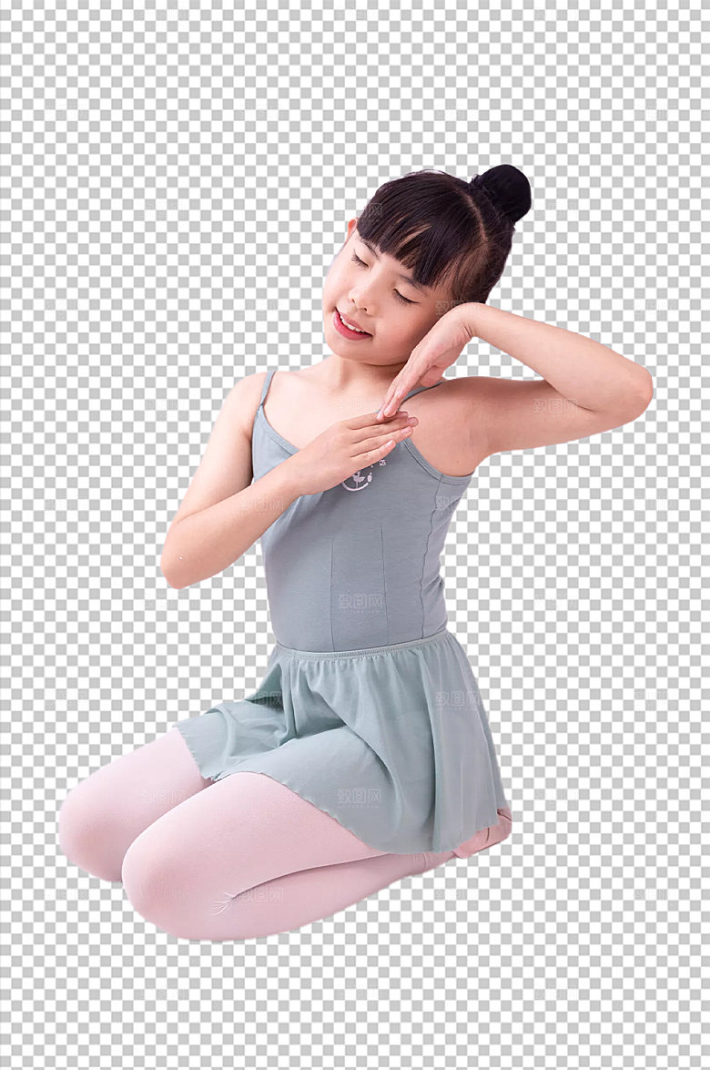 蹲着舞蹈女孩女生免抠PNG摄影图设计