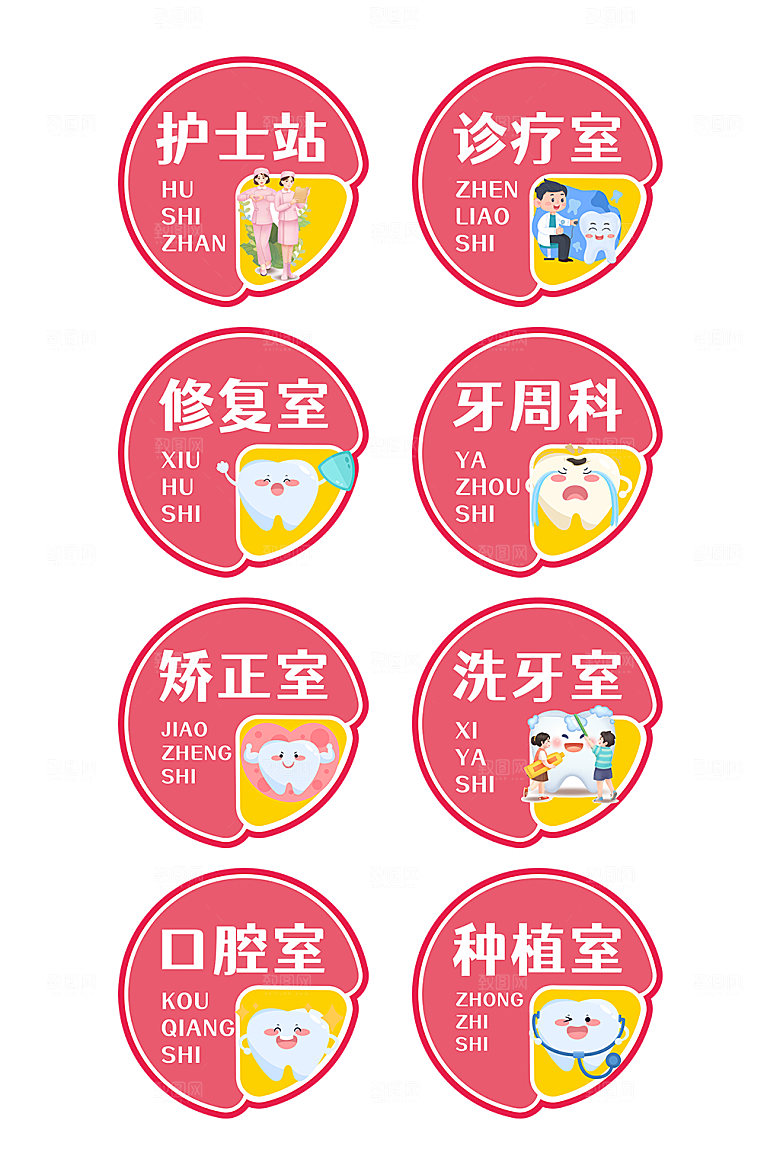 艳丽口腔医院精美导视门牌科室牌