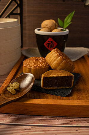 时尚传统节日中秋月饼摄影图素材