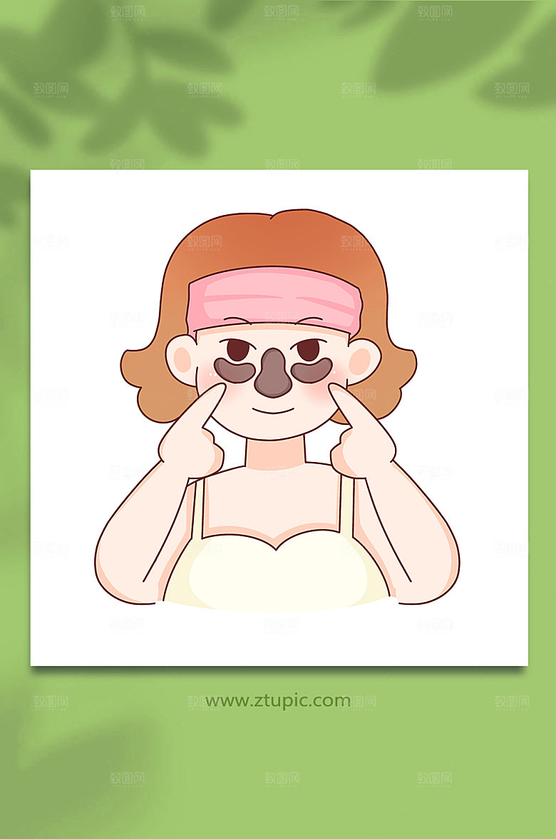 可爱女性面部清洁精美元素插画
