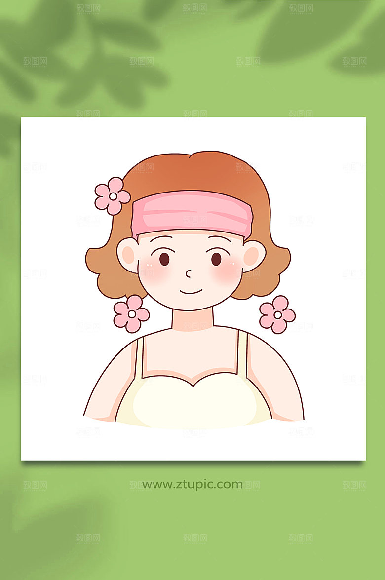 时尚女性面部清洁元素插画设计