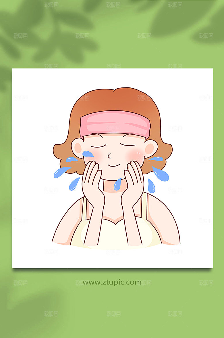 简洁清水洗面部清洁元素插画设计