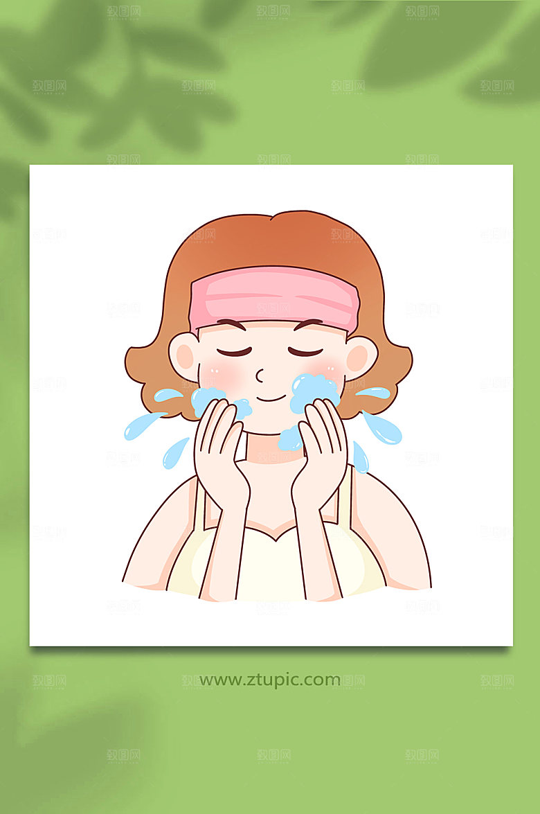 大气女性面部清洁元素精美插画