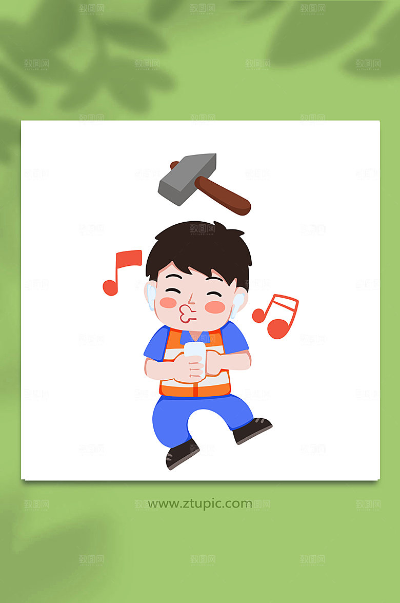时尚安全帽安全生产人物素材插画