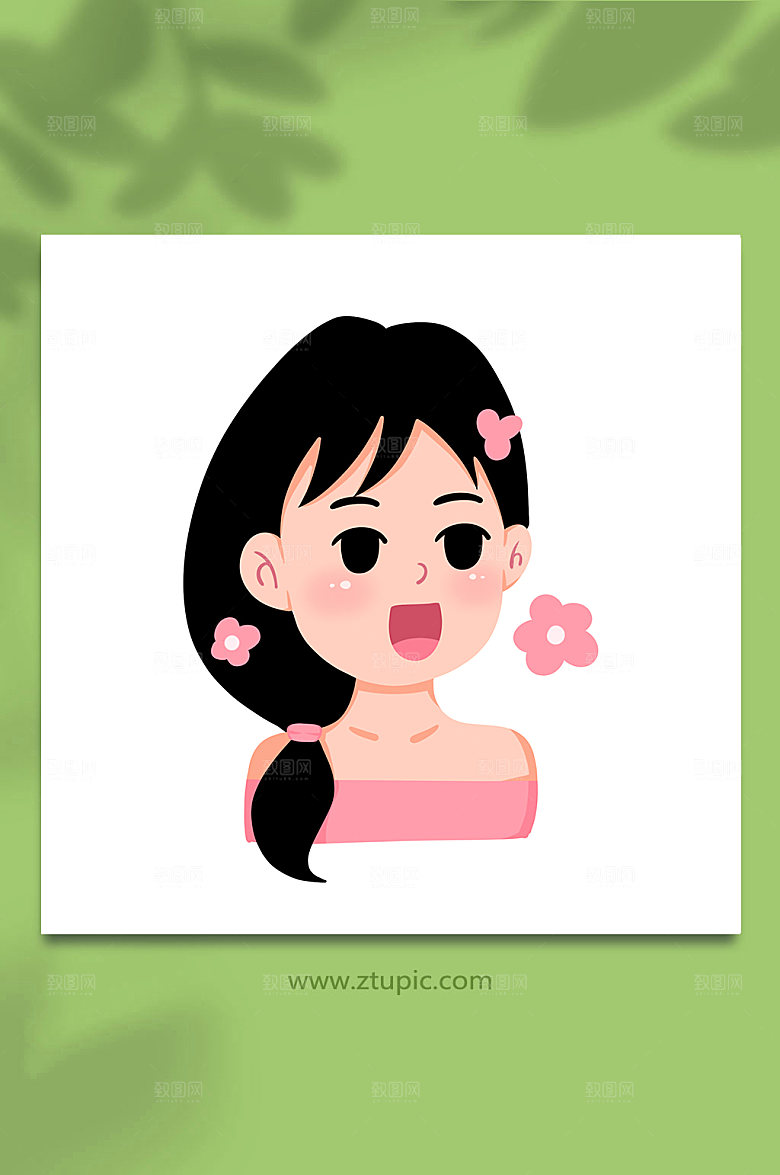 时尚女性面部素颜元素插画设计