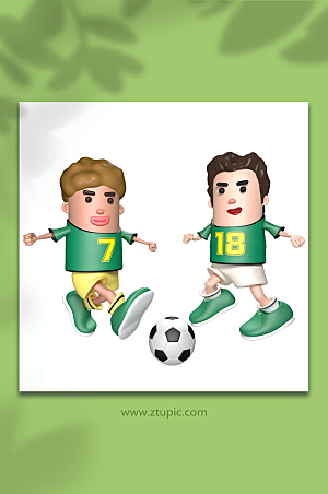 绿色足球人物比赛C4D模型