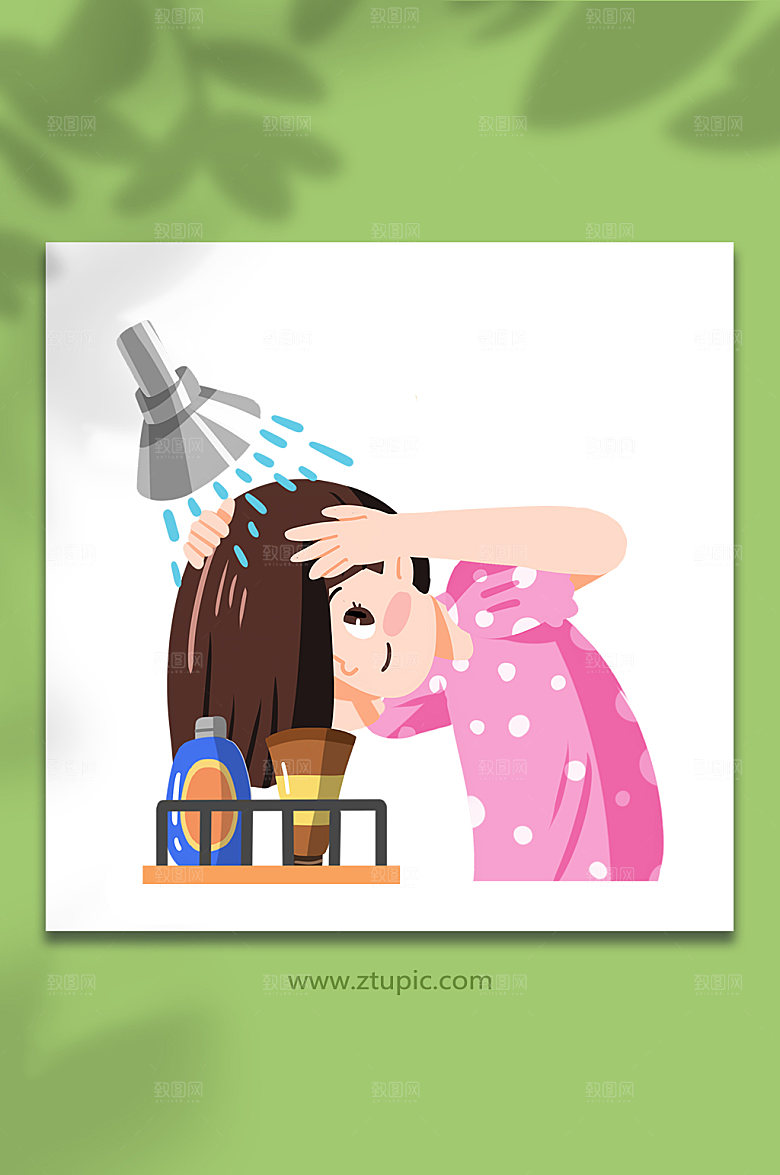 简约女性头部护理元素插画设计