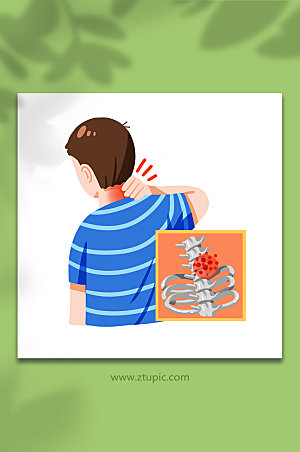 矢量脊柱关节炎医疗元素卡通插画