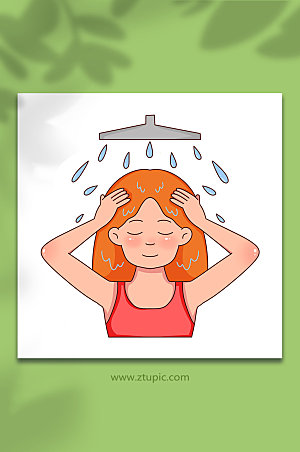 简洁女性湿润头部护理元素简洁插画