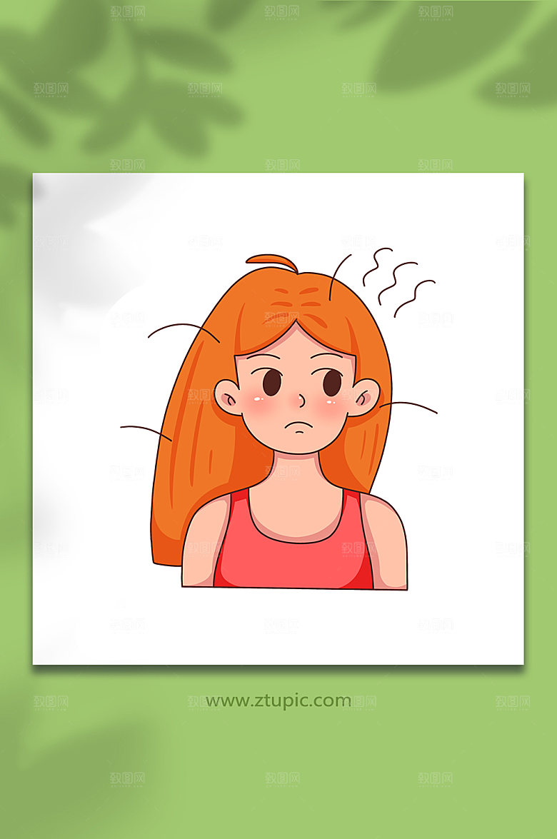 极简女性头发脏头部护理人物插画