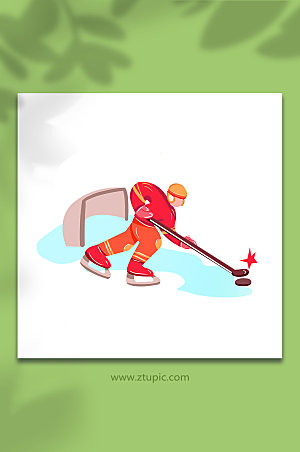 简洁冰球冬季运动人物设计插画