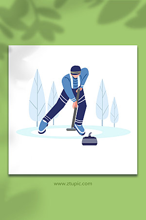 简洁冰壶冬季运动宣传设计