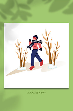 大气马拉松冬季运动人物宣传插画