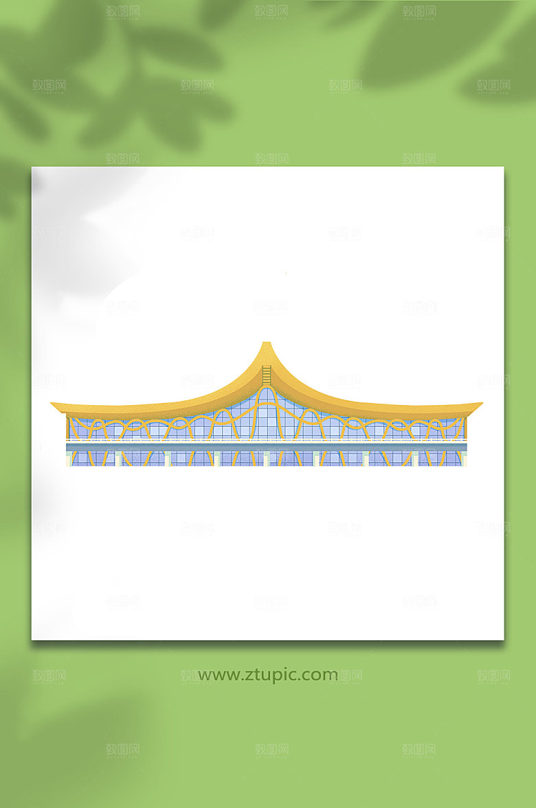 简洁昆明长水国际机场建筑创意插画