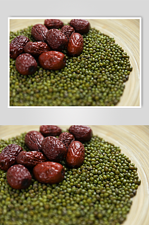 大气红枣绿豆五谷杂粮创意摄影图片