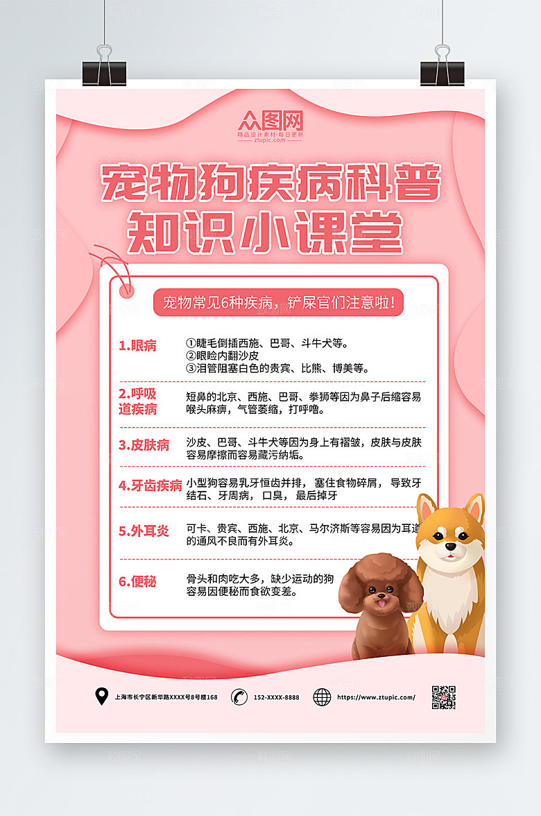 温馨卡通宠物疾病科普知识宣传海报