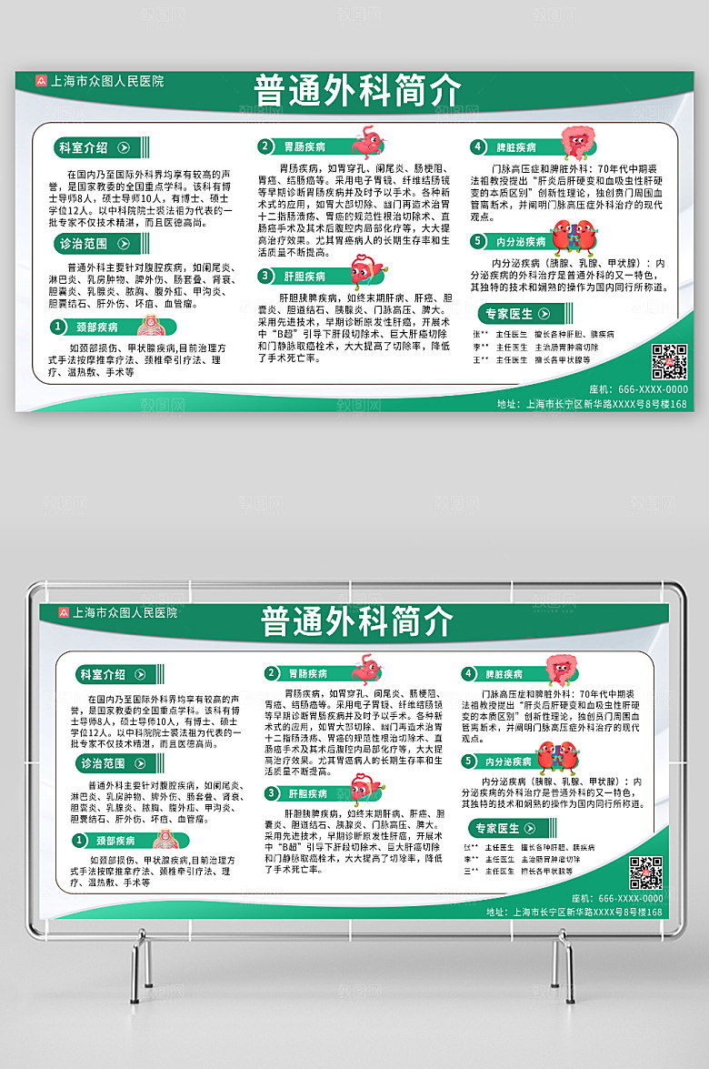 时尚医院普通外科科室介绍宣传展板