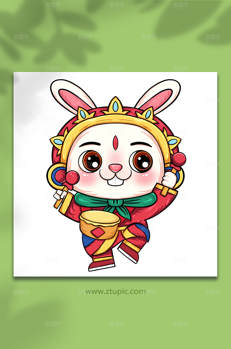 时尚锣鼓兔儿爷兔年精美插画