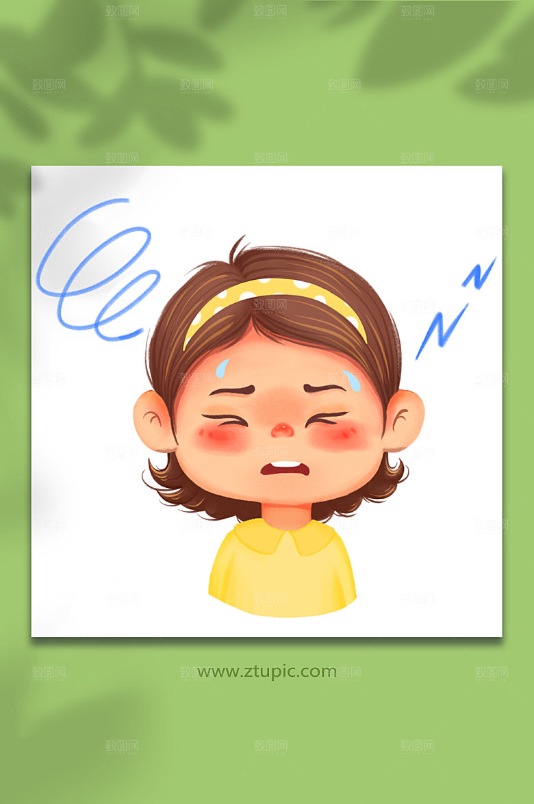 大气冬季头晕头痛人物元素插画设计