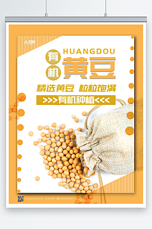 时尚黄色五谷杂粮有机黄豆宣传海报