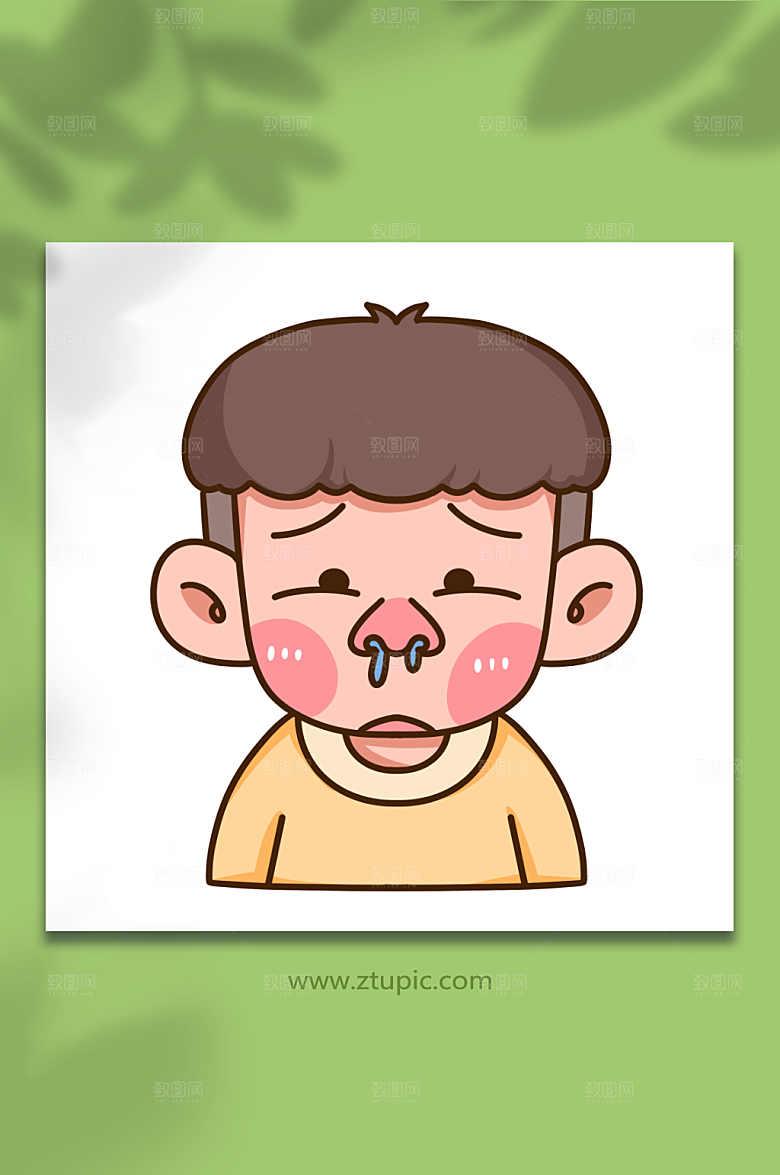 大气冬季预防感冒留鼻涕人物元素插画