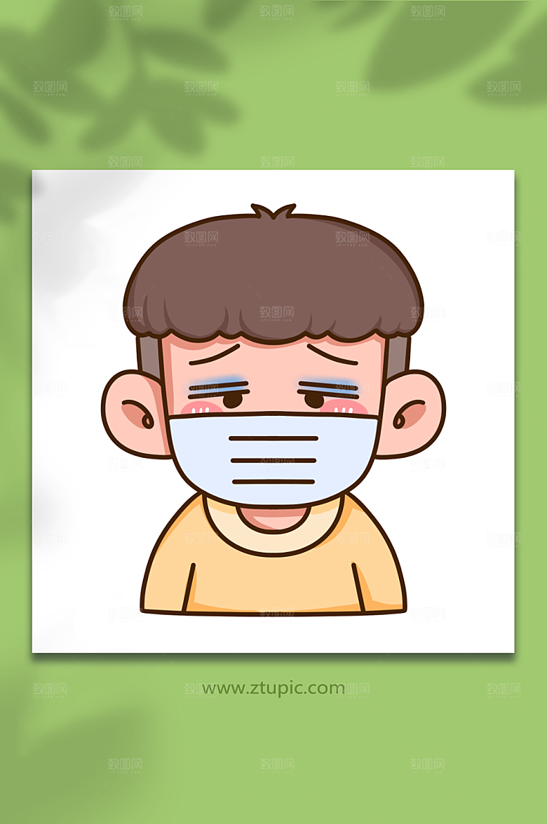 简约冬季感冒带口罩人物元素插画设计