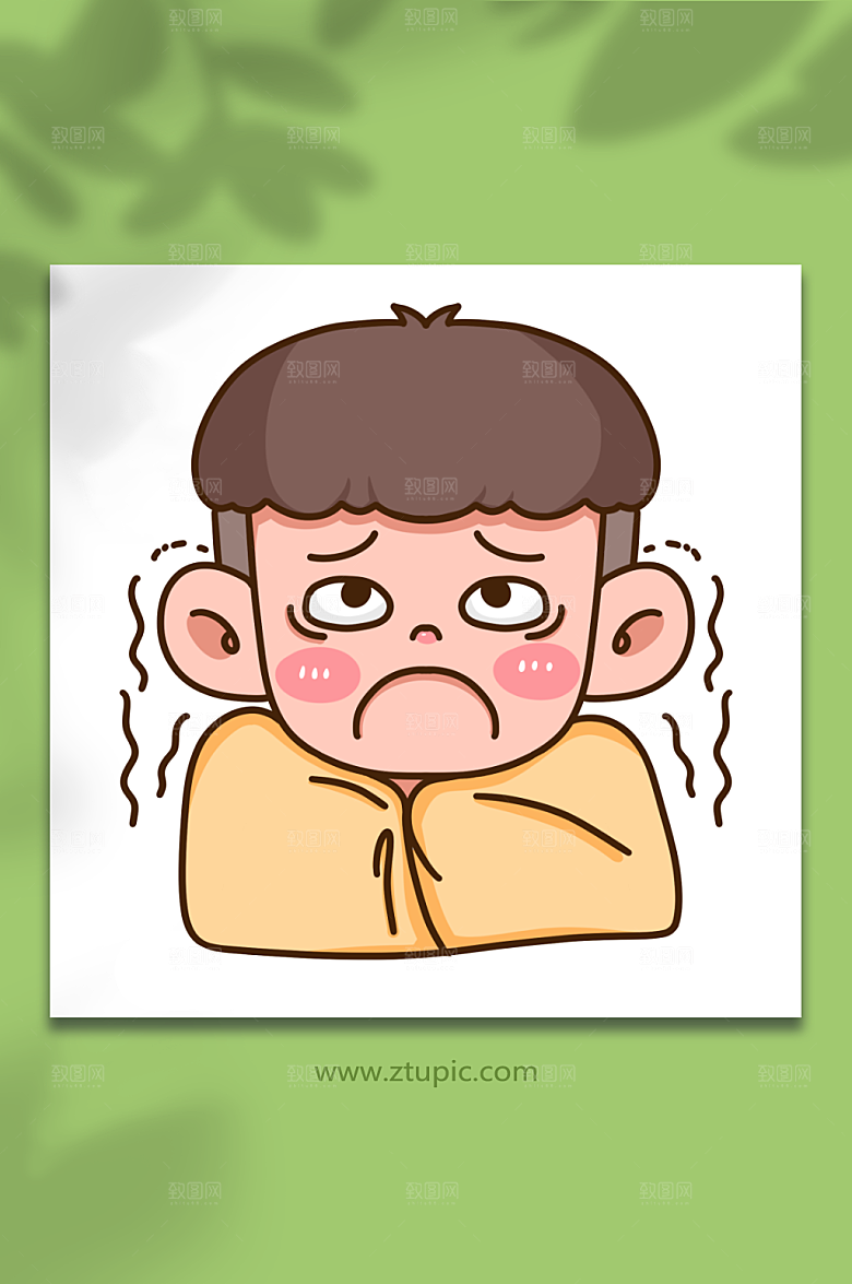 简洁冬季感冒发冷人物元素插画设计