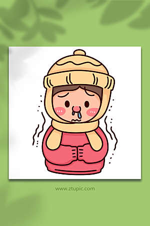 大气女孩冬季预防感冒人物设计