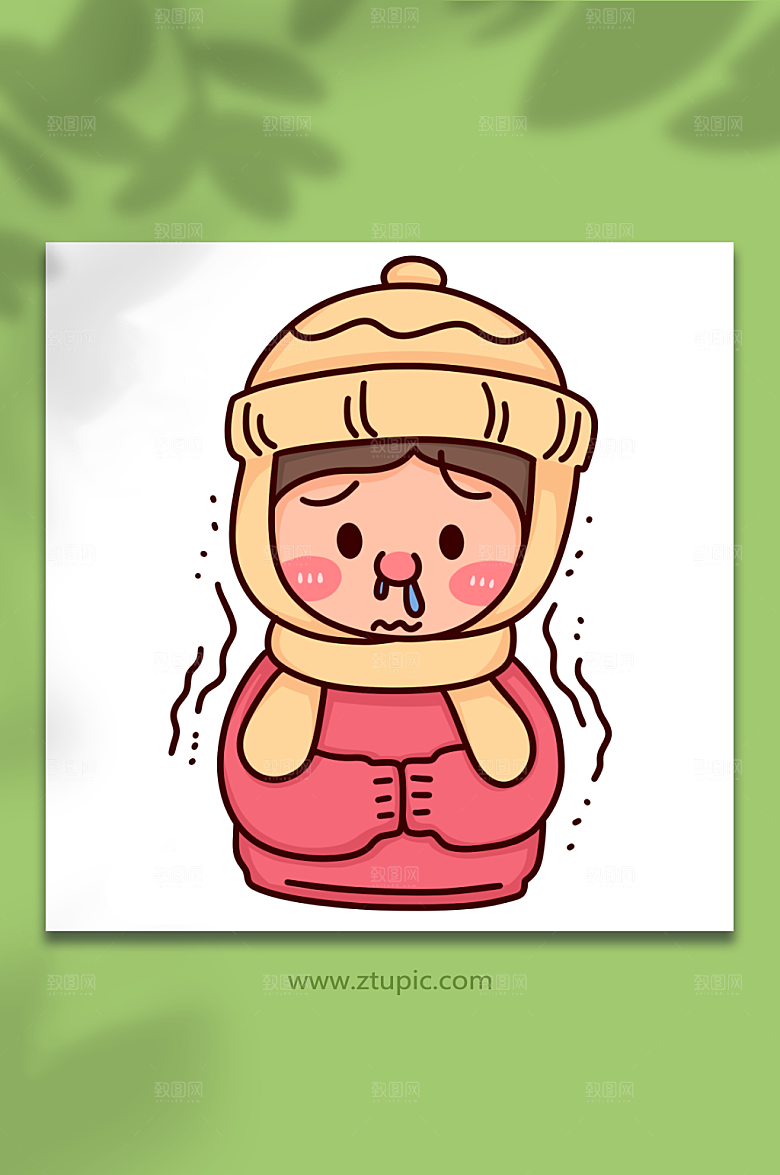 大气女孩冬季预防感冒人物设计