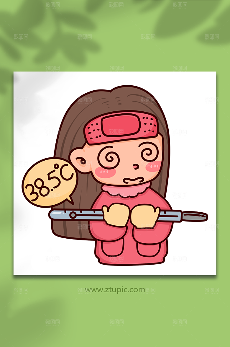唯美女孩冬季预防感冒人物设计