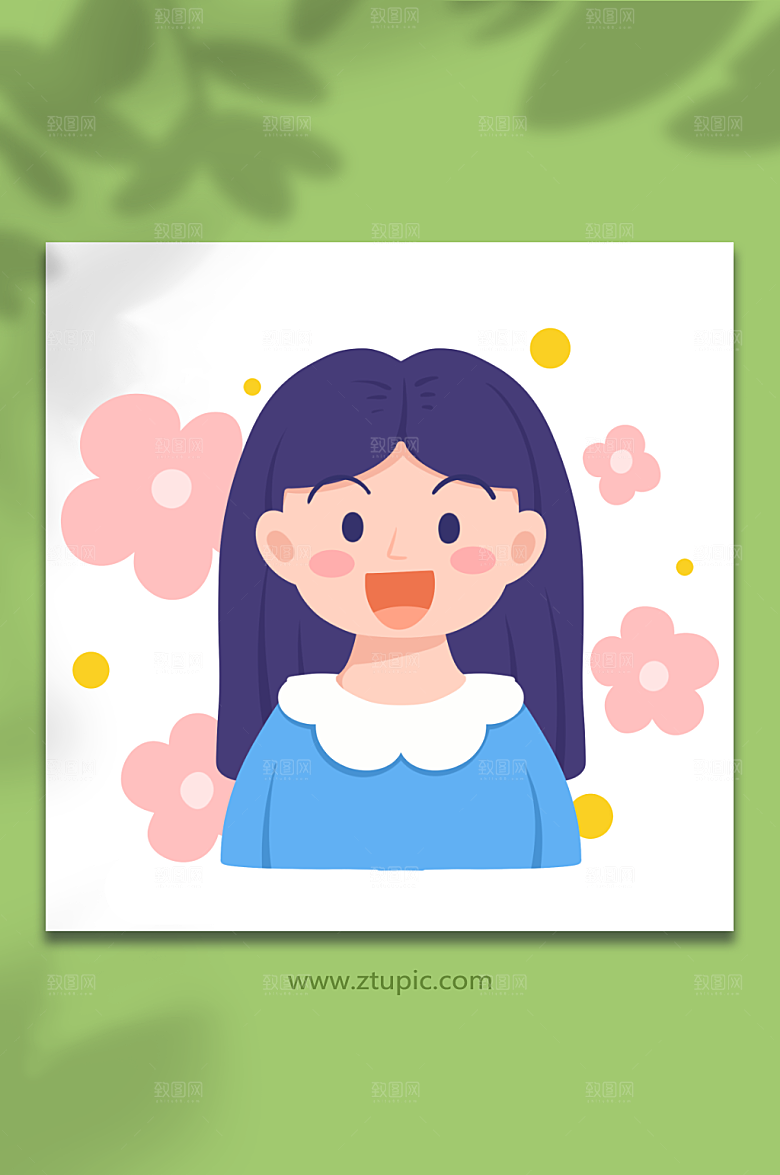 简洁女性面部头部护理元素设计