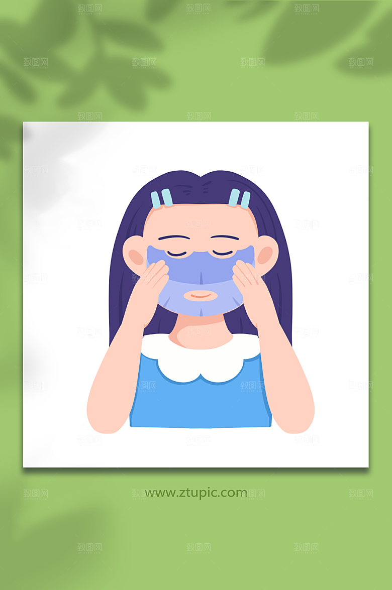 简洁女性面部护理元素插画设计