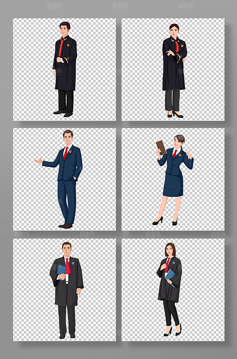 大气卡通社会公务员人物元素插画