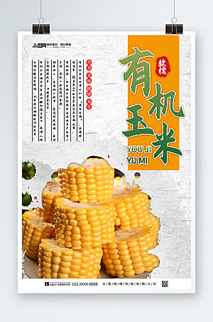 大气中国风有机玉米促销宣传海报