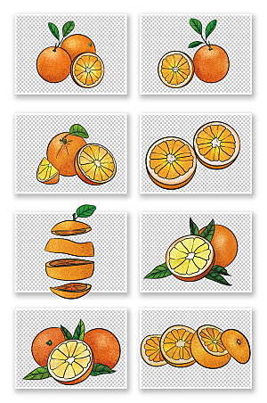 大气手绘冬季水果橘子元素精美插画