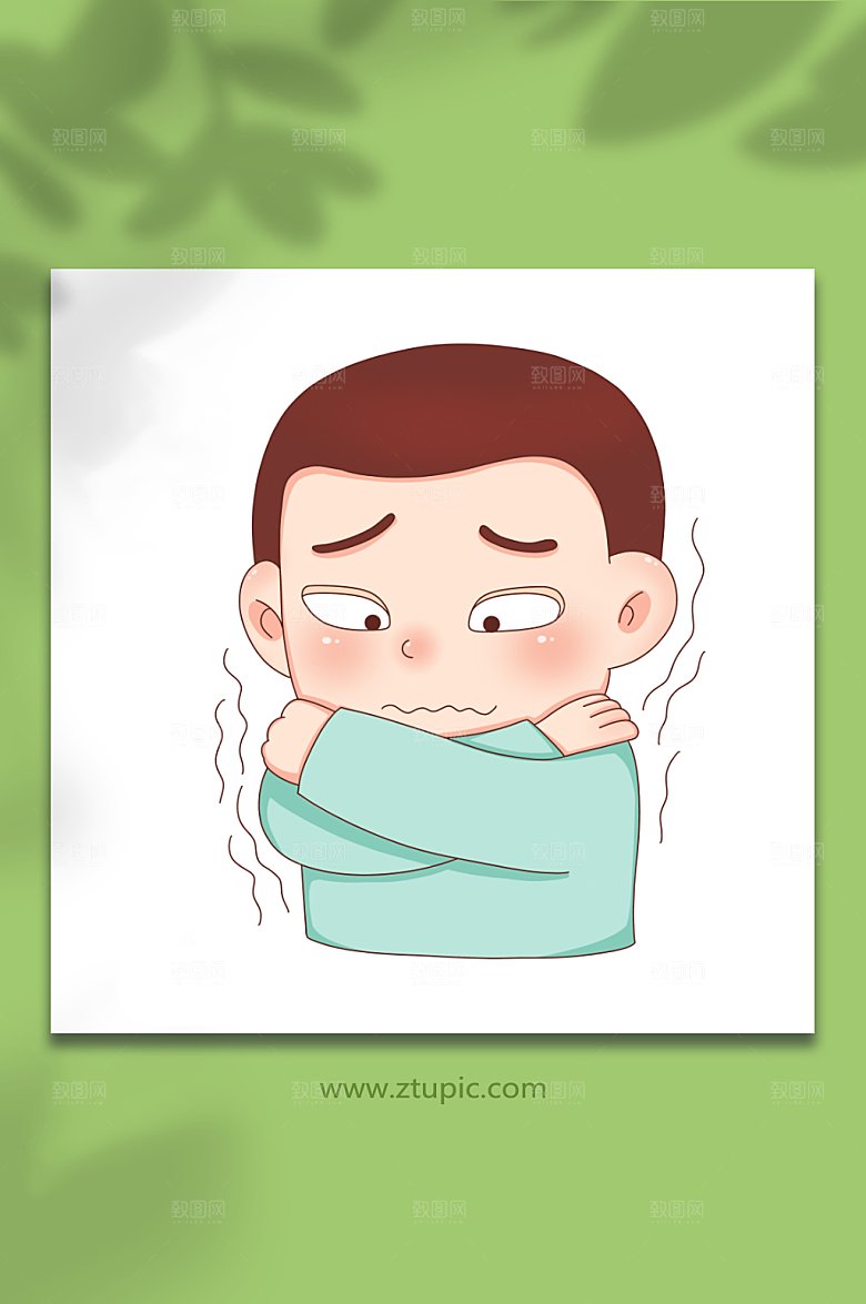 大气冬季感冒发冷人物元素插画