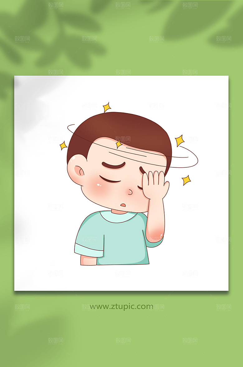 简洁冬季感冒晕人物元素插画