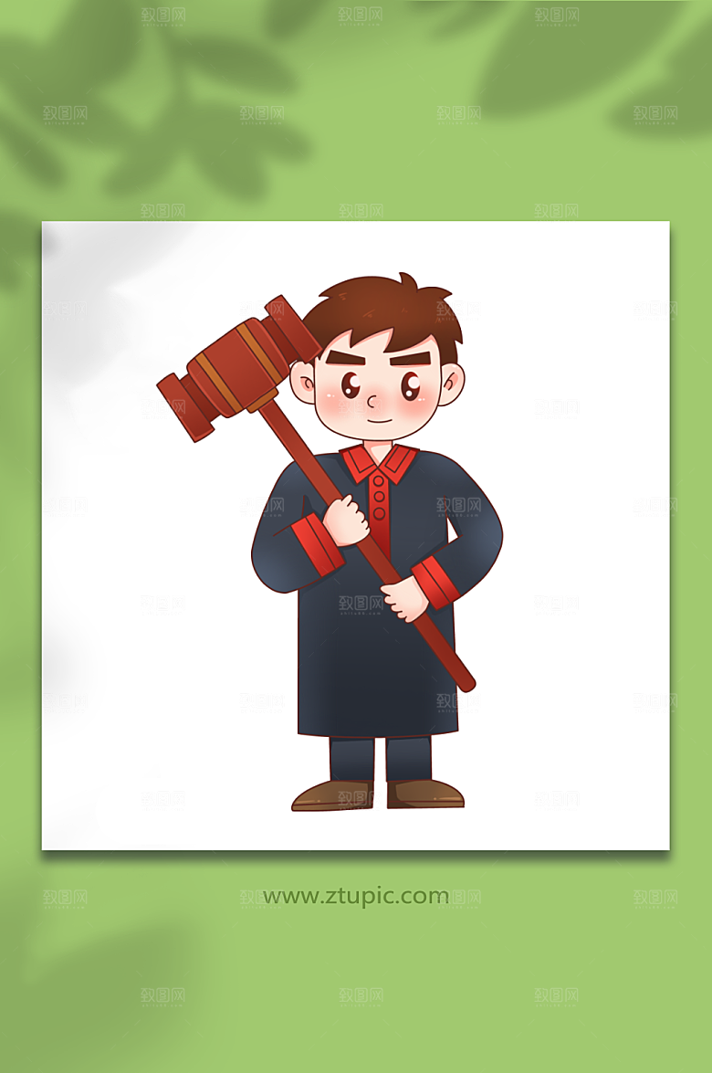 帅气法槌法官人物元素创意插画
