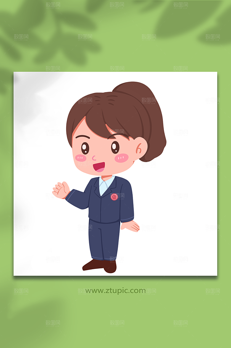 卡通女生律师人物元素精美插画