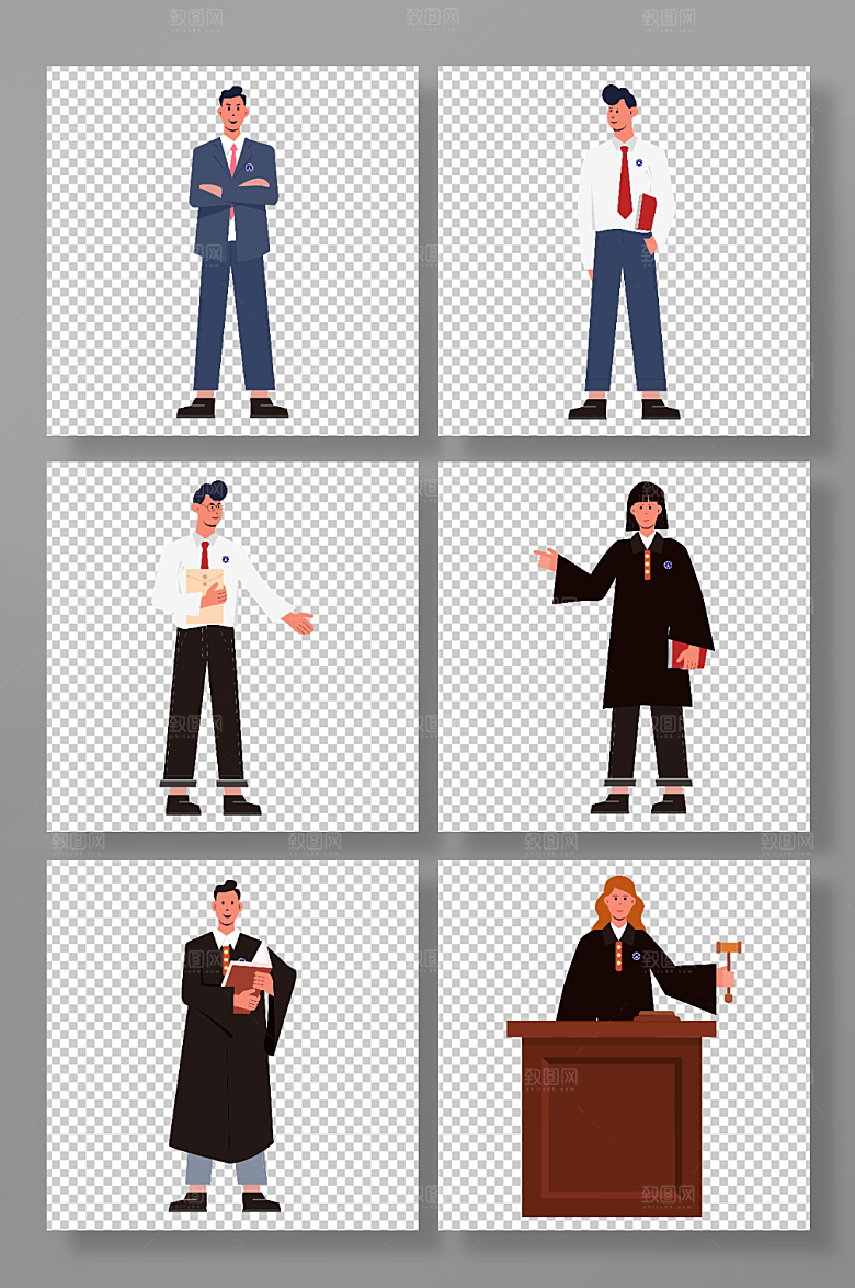 简洁法官检察官律师人物宣传插画